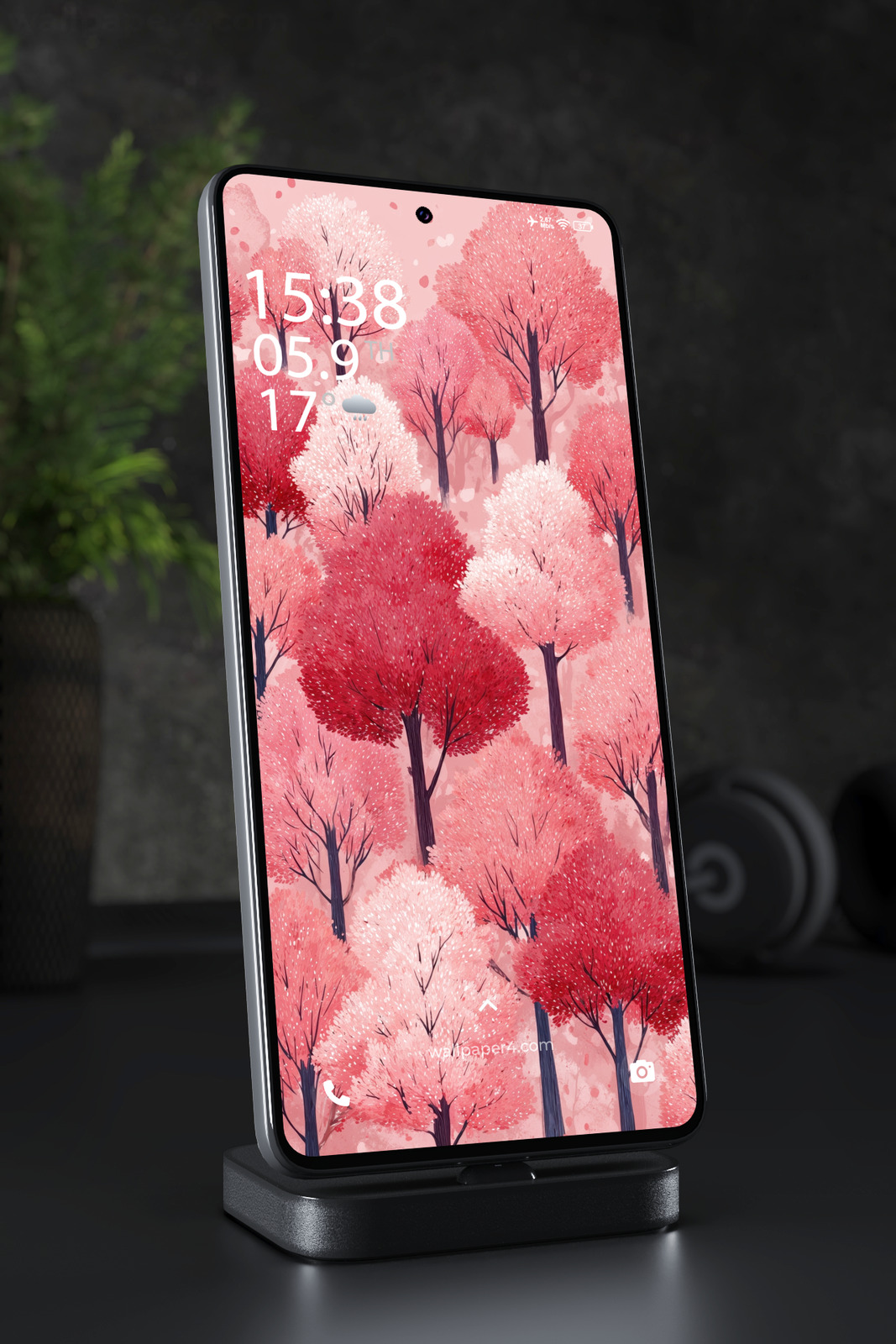 Mobile Wallpaper 6247 - Pink Forest Trees Aesthetic Mobile Background