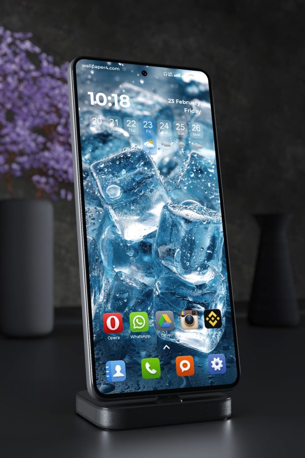 Phone Wallpaper 6283 - Crystal Ice Cubes Blue Frozen Texture