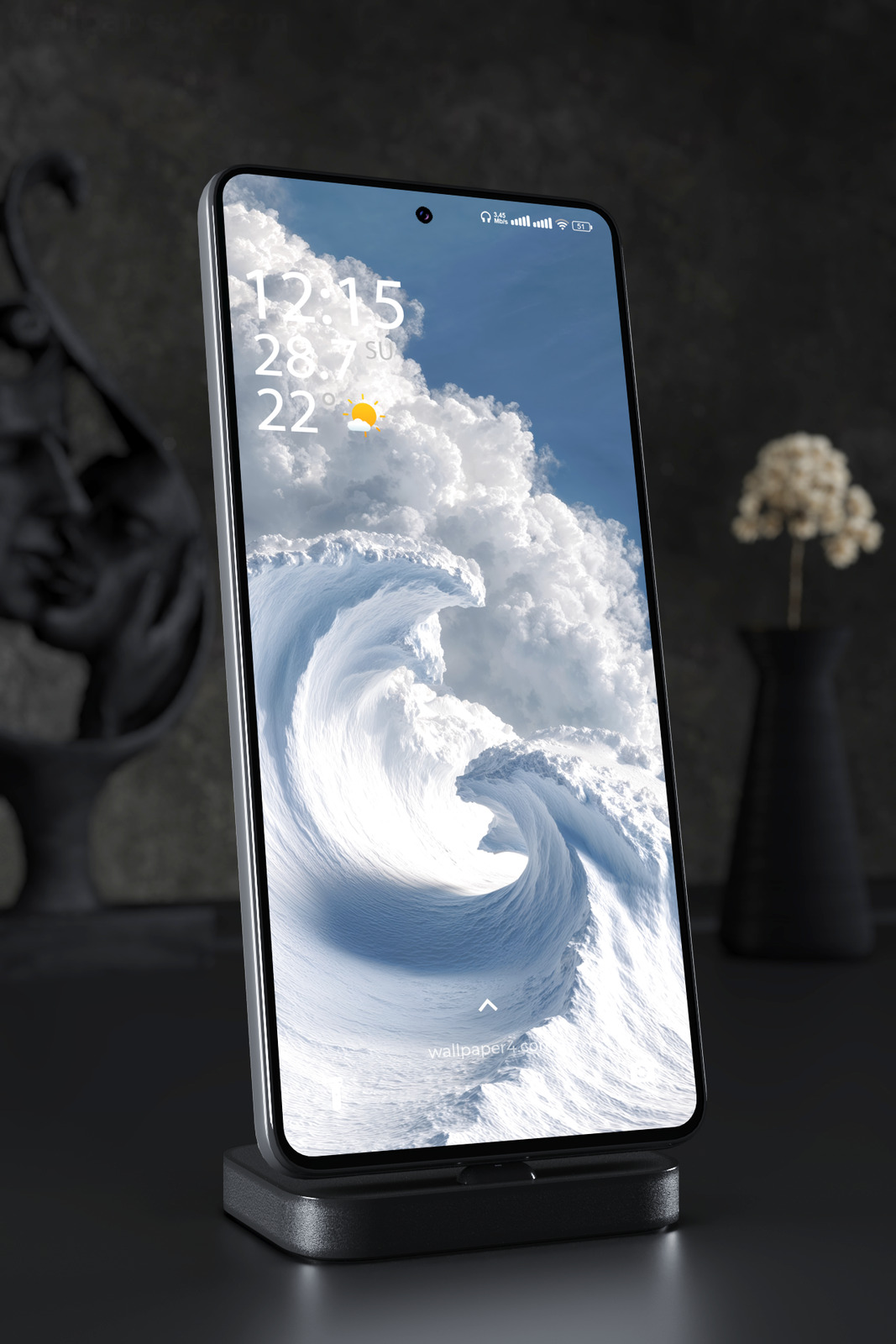 Phone Wallpaper 6288 - Frozen Ocean Wave Under Blue Sky