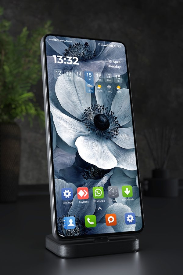 Phone Wallpaper 6296 - Elegant Blue Floral Abstract Background Design