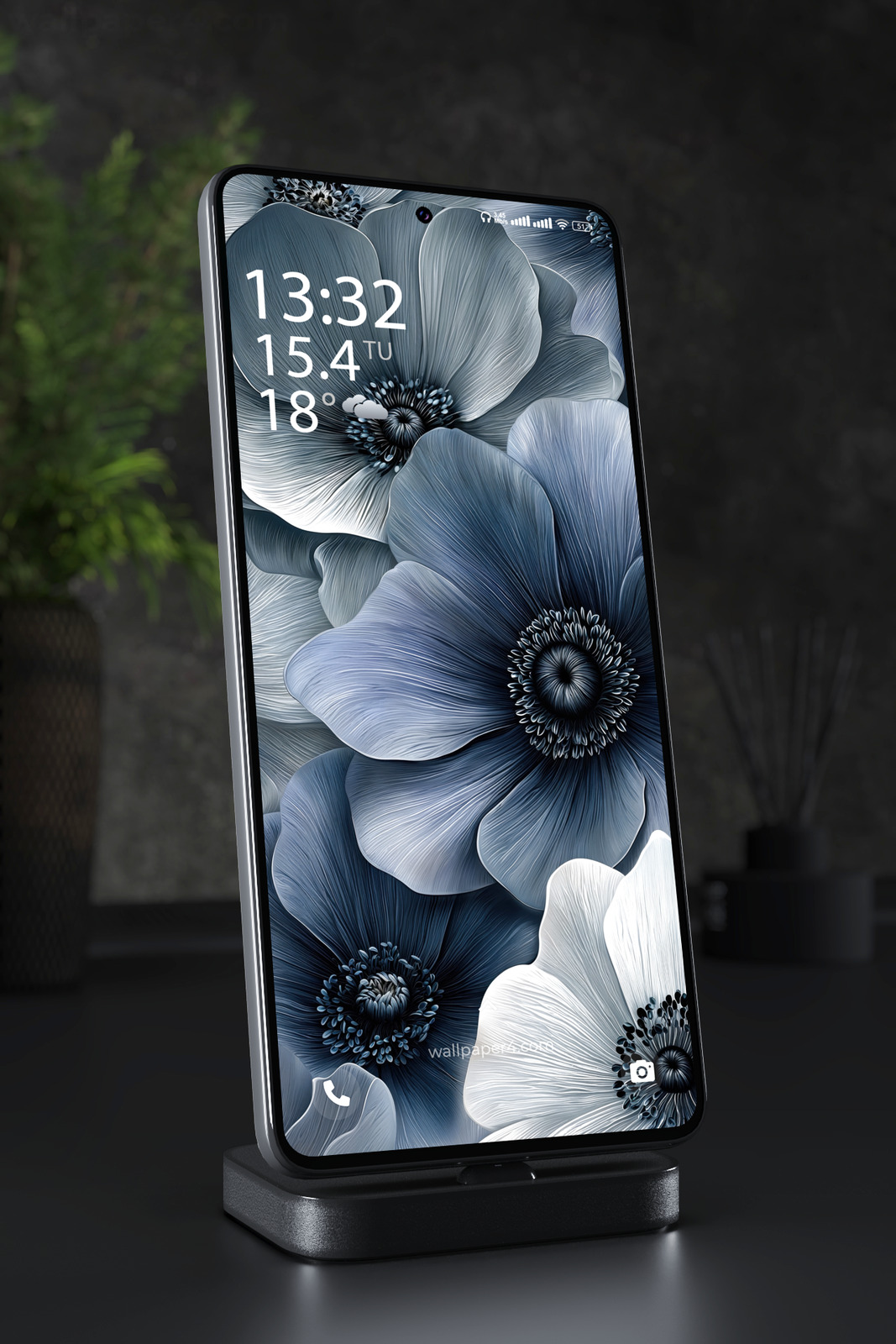 Mobile Wallpaper 6296 - Elegant Blue Floral Abstract Background Design