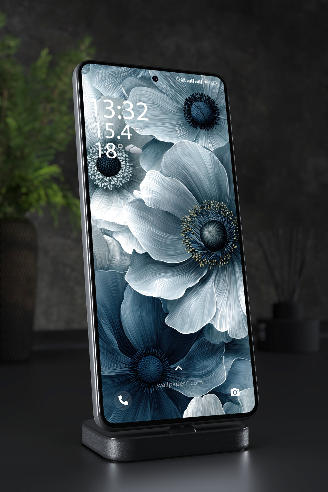 Mobile Wallpaper 6296 - Elegant Blue Floral Abstract Background Design