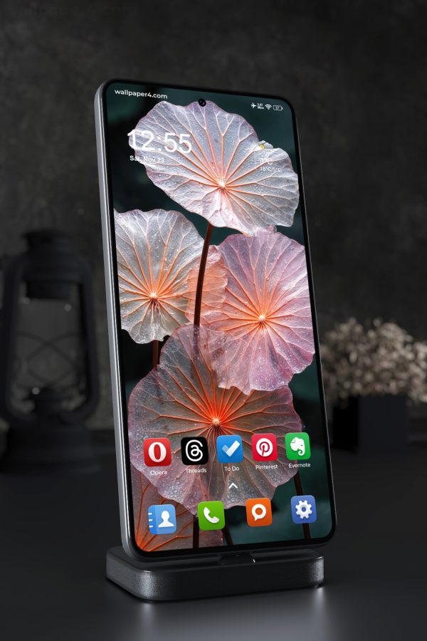 Phone Wallpaper 6301 - Translucent Lotus Leaves with Soft Purple Glow