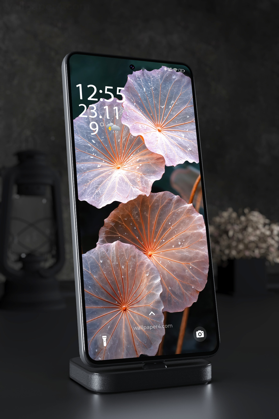 Mobile Wallpaper 6301 - Translucent Lotus Leaves with Soft Purple Glow