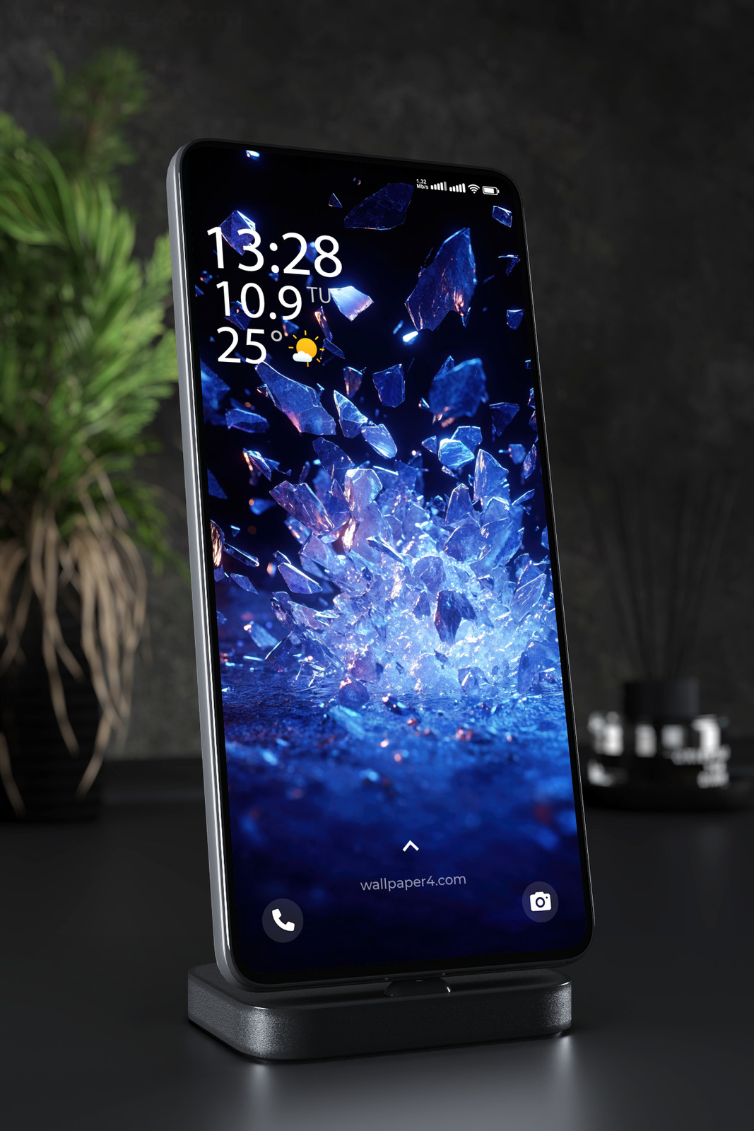 Mobile Wallpaper 6310 - Blue Crystal Shards Abstract Explosion Art