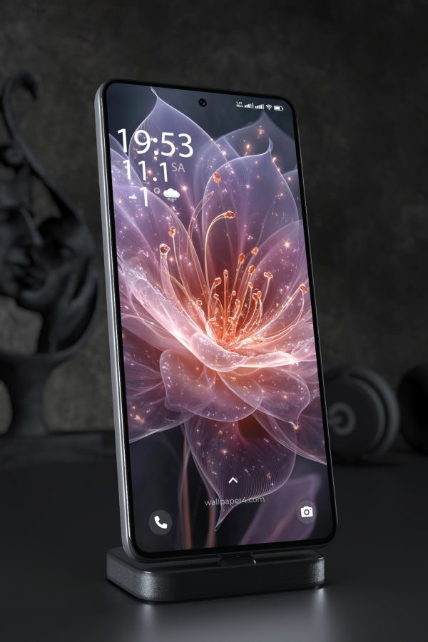 Phone Wallpaper 6342 - Ethereal Glowing Flower Fantasy Art