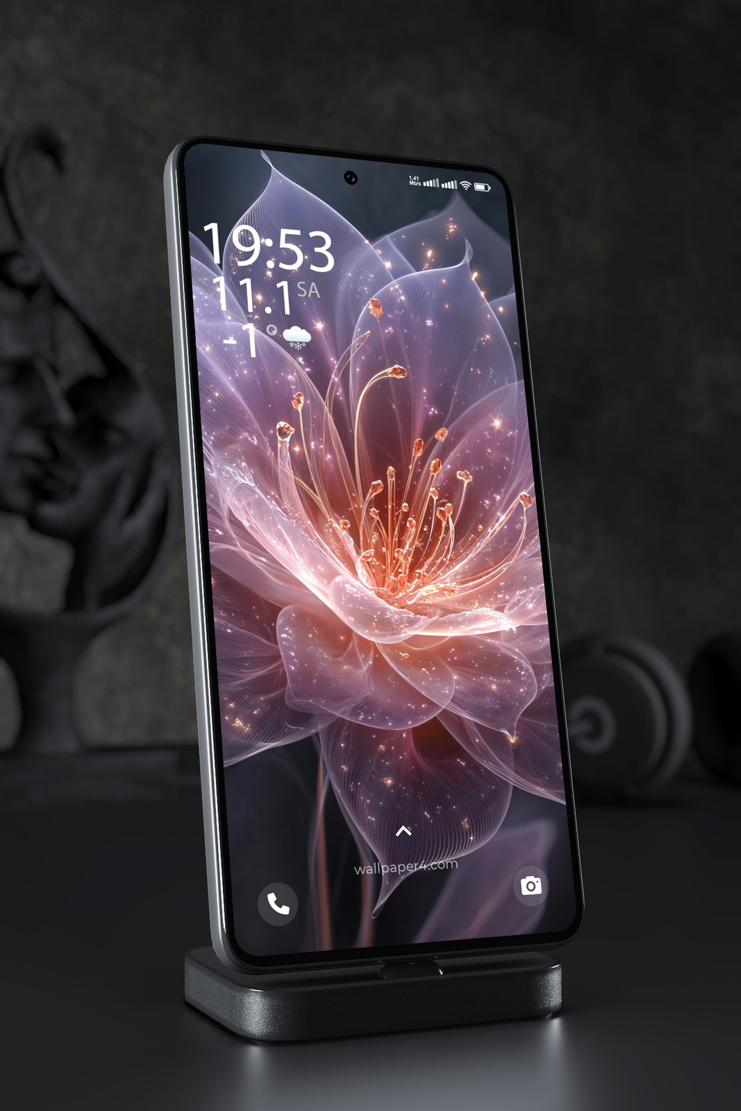 Phone Wallpaper 6342 - Ethereal Glowing Flower Fantasy Art