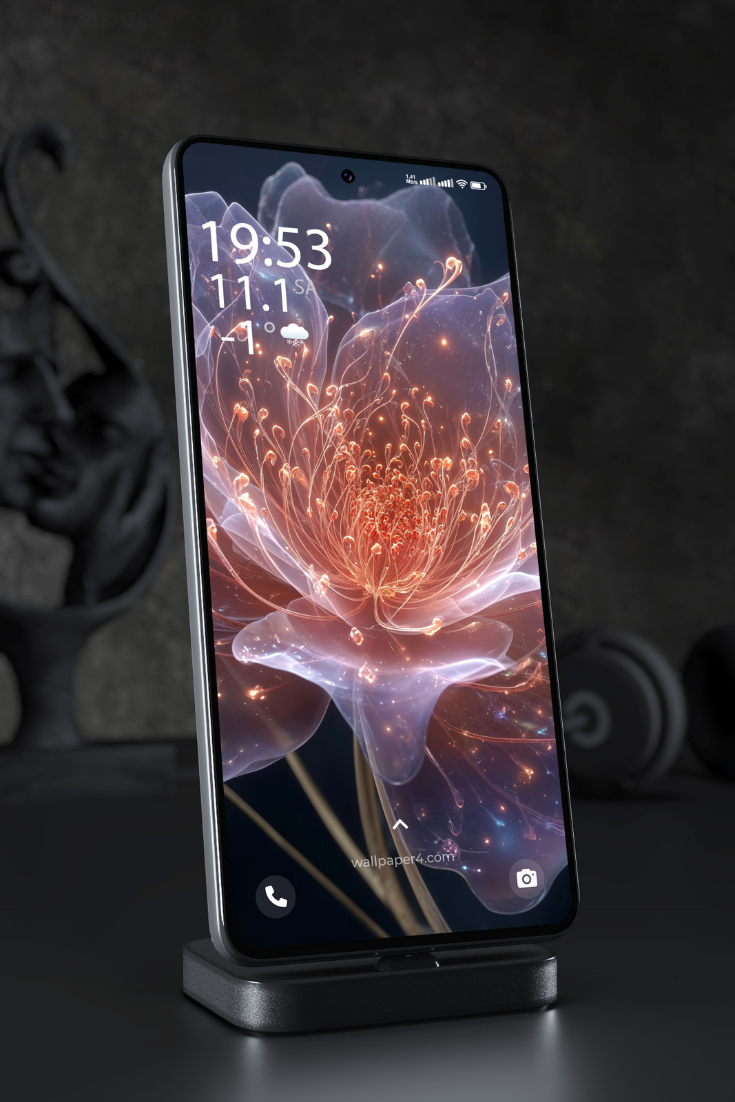 Mobile Wallpaper 6342 - Ethereal Glowing Flower Fantasy Art