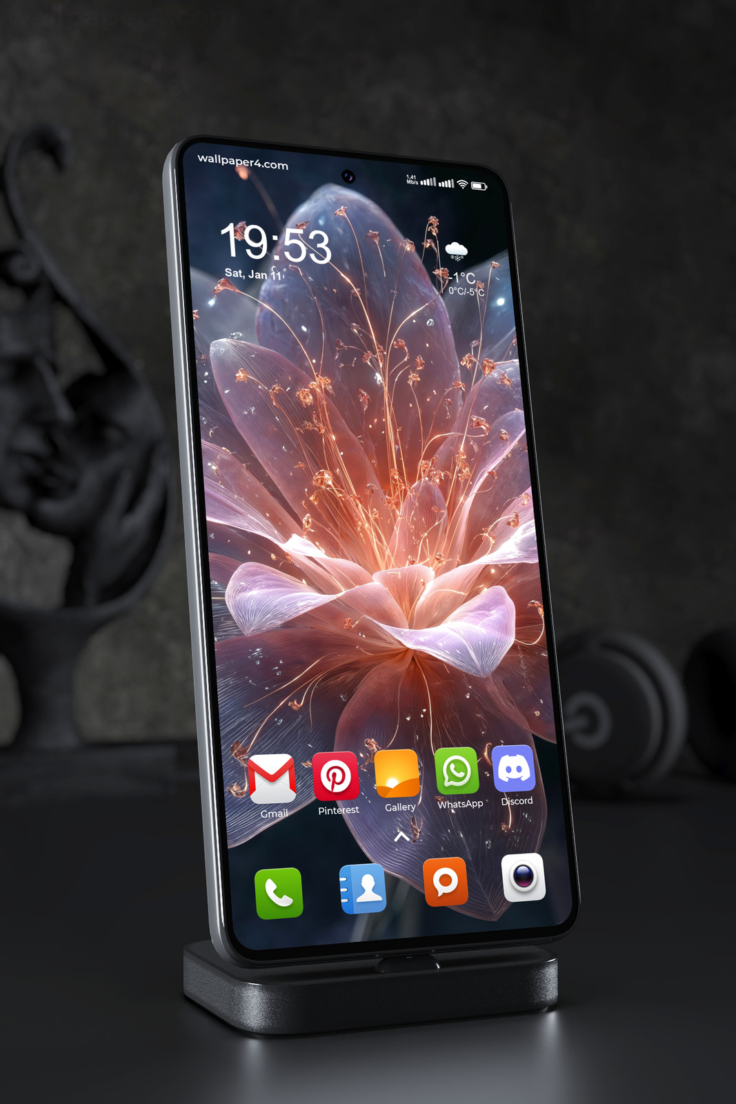 Mobile Wallpaper 6342 - Ethereal Glowing Flower Fantasy Art