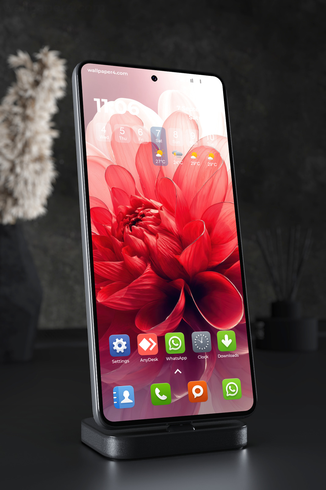 Mobile Wallpaper 6349 - Red Abstract Flower Bloom Mobile Background