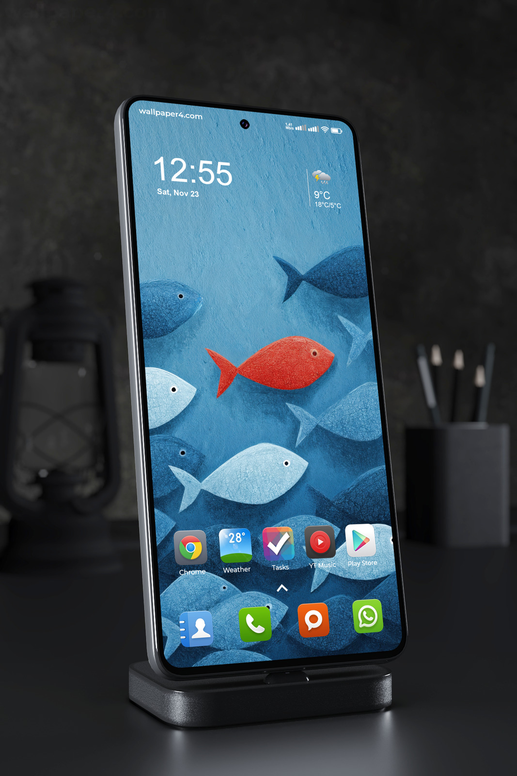 Mobile Wallpaper 6354 - Red Fish in Blue Ocean Art Wallpaper