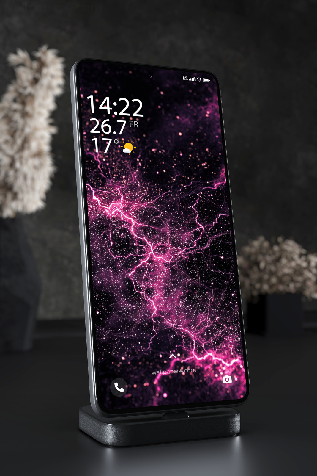 Mobile Wallpaper 6390 - Neon Pink Lightning Energy Background