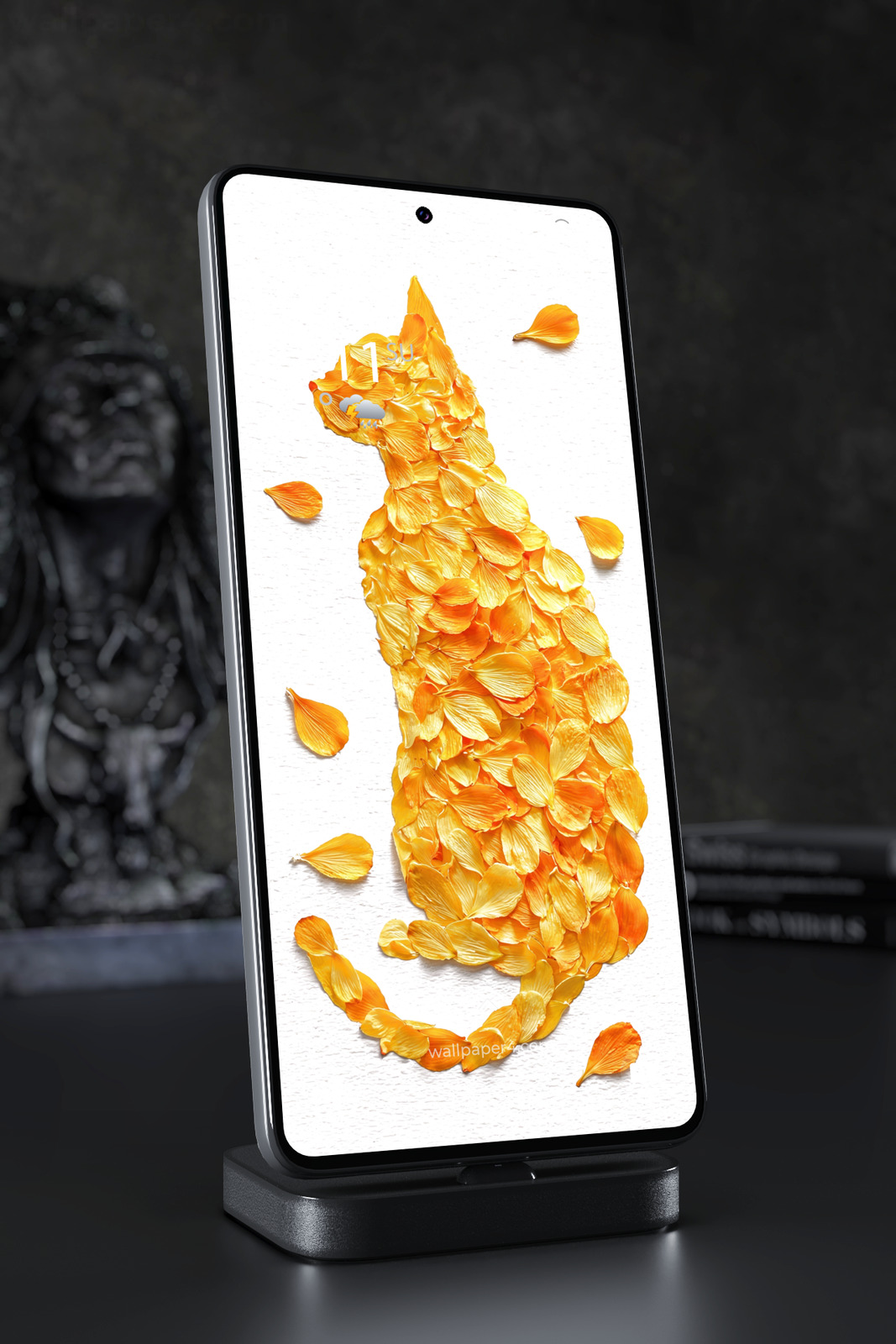 Phone Wallpaper 6413 - Golden Flower Petals Abstract Minimal Art