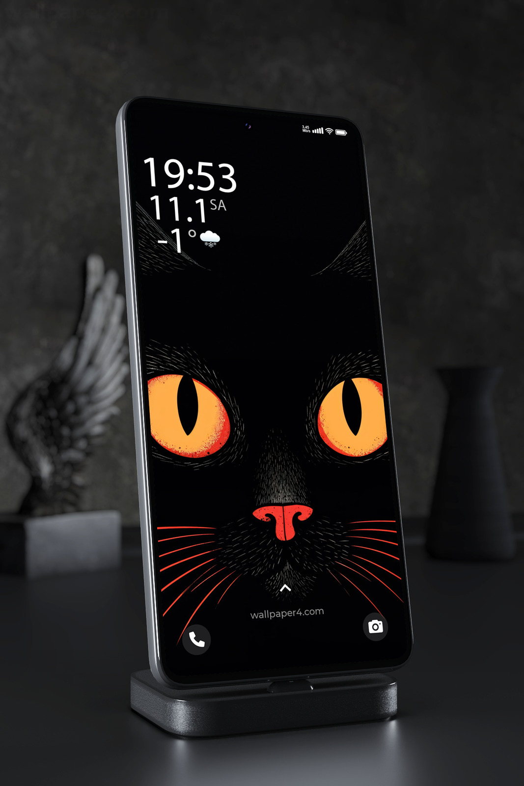 Mobile Wallpaper 6430 - Black Cat Eyes Minimal Dark Art