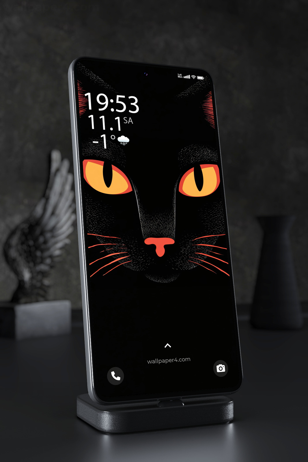 Mobile Wallpaper 6430 - Black Cat Eyes Minimal Dark Art