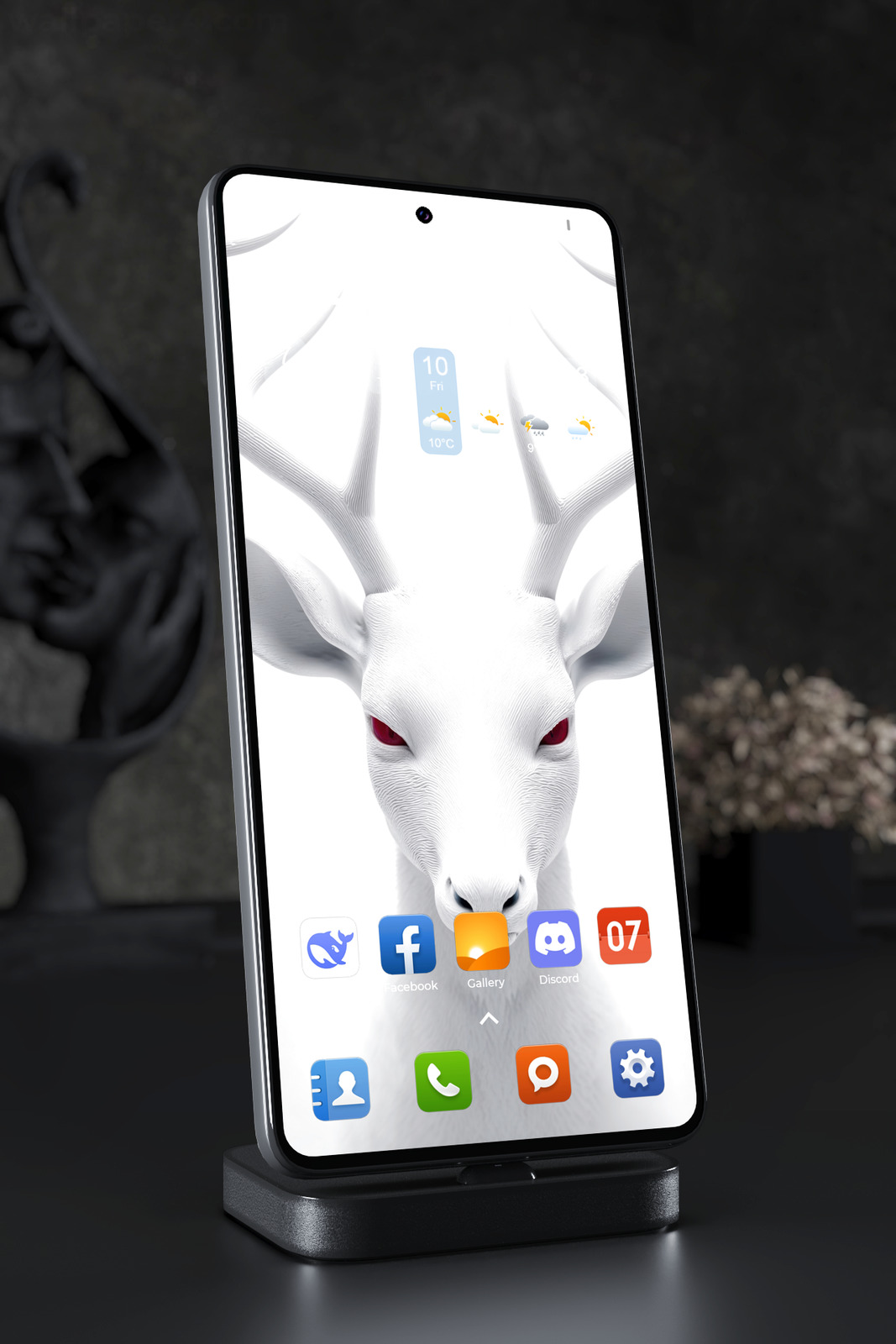 Phone Wallpaper 6464 - White Deer Minimalist Abstract Art