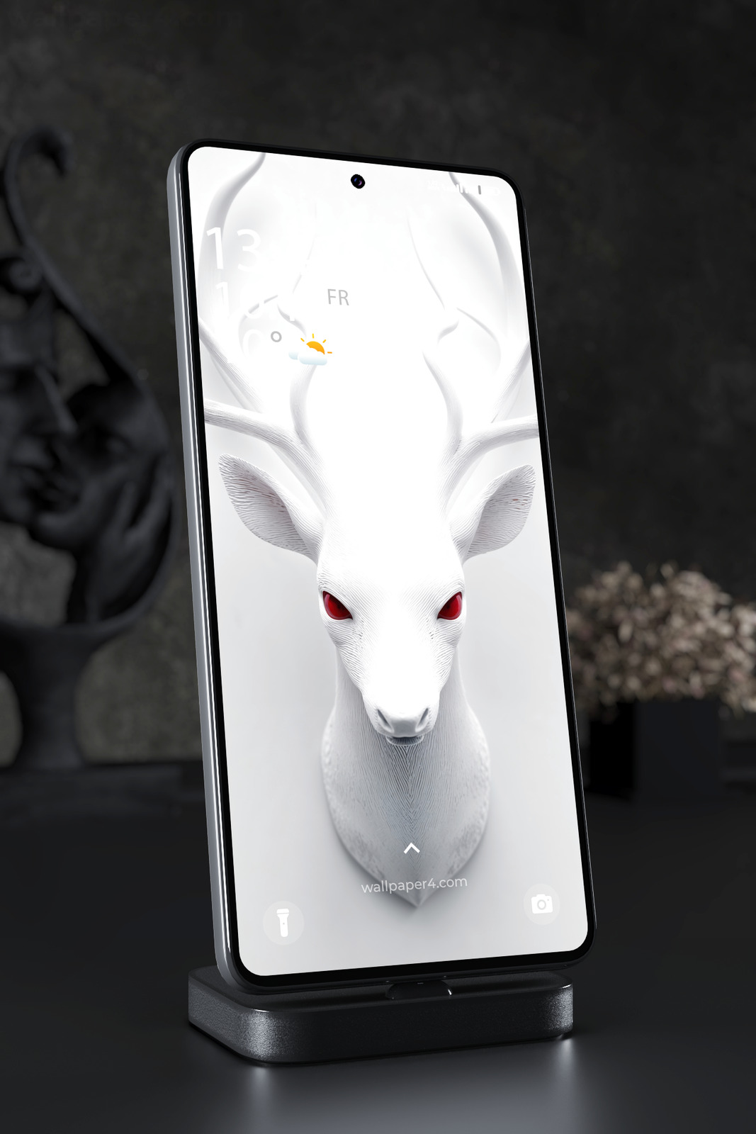 Mobile Wallpaper 6464 - White Deer Minimalist Abstract Art