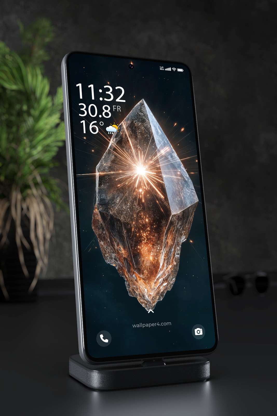 Phone Wallpaper 6485 - Cosmic Crystal With Energy Light Burst
