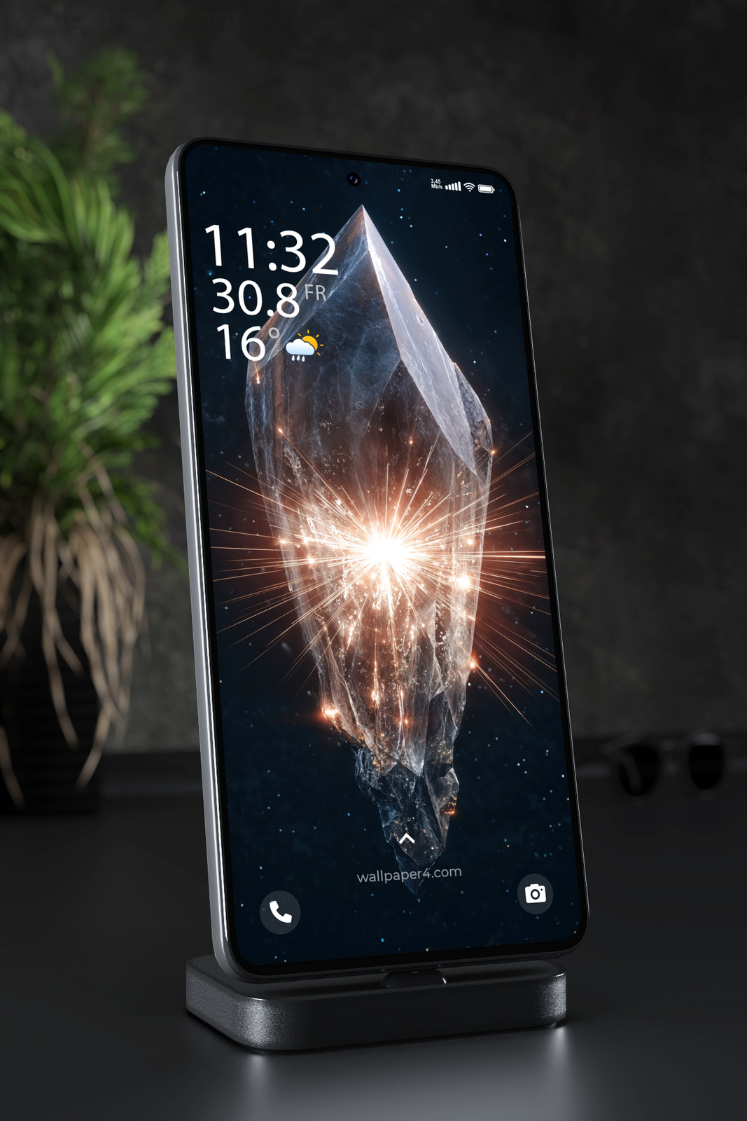 Mobile Wallpaper 6485 - Cosmic Crystal With Energy Light Burst