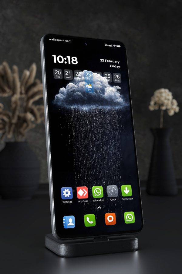 Phone Wallpaper 6503 - Dark Cloud Rain Digital Abstract Art