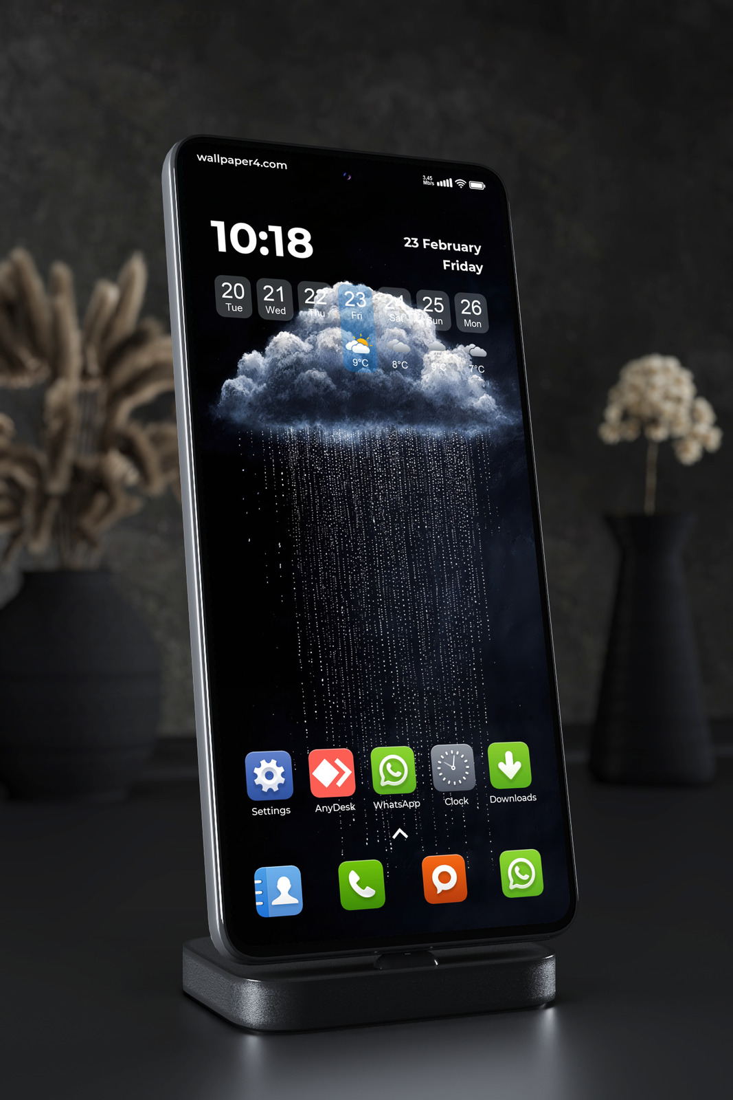 Phone Wallpaper 6503 - Dark Cloud Rain Digital Abstract Art