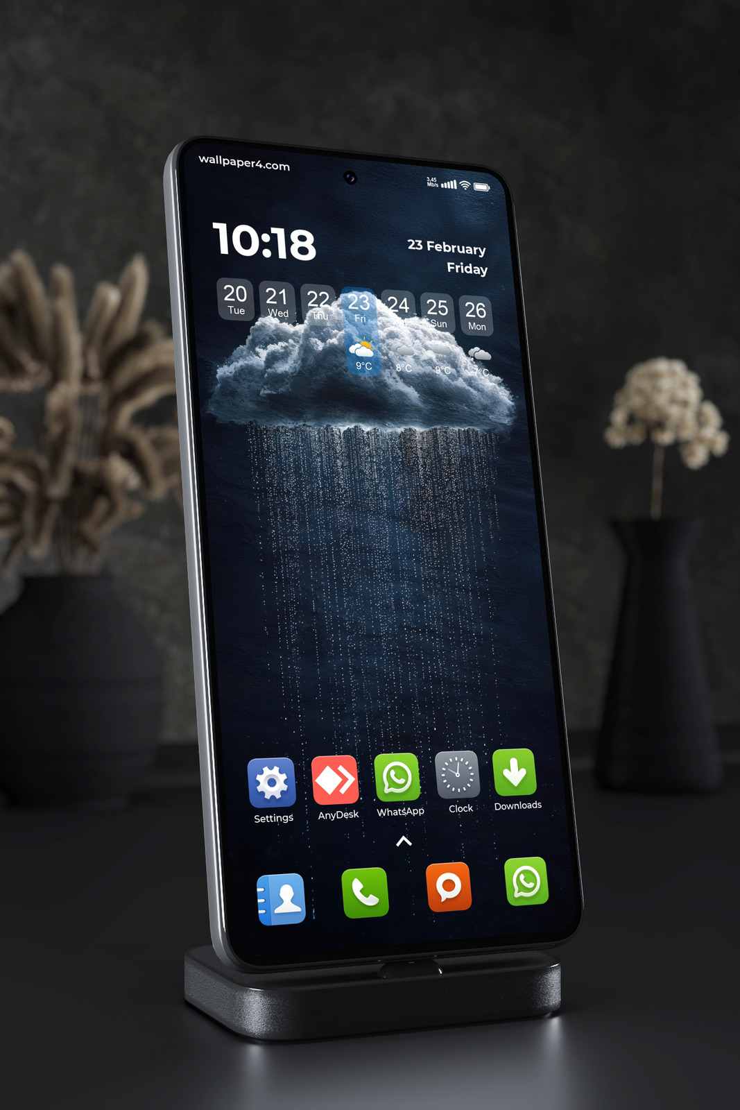 Mobile Wallpaper 6503 - Dark Cloud Rain Digital Abstract Art