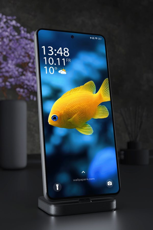Phone Wallpaper 6512 - Yellow Tropical Fish in Deep Blue Ocean