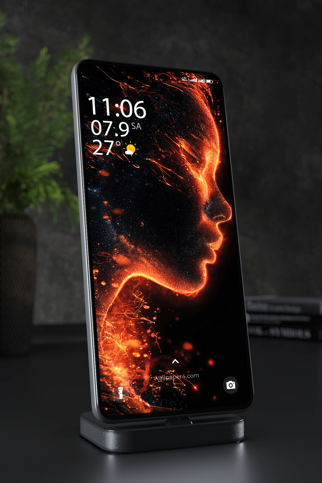 Mobile Wallpaper 6528 - Fiery Cosmic Human Profile Abstract Art