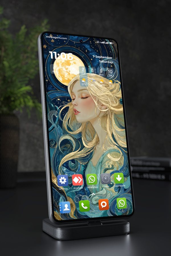 Mobile Wallpaper 6537 - Mystical Moon Goddess Fantasy Portrait Art
