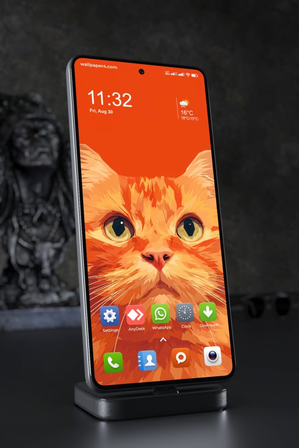 Phone Wallpaper 6545 - Abstract Orange Cat Face Art Wallpaper