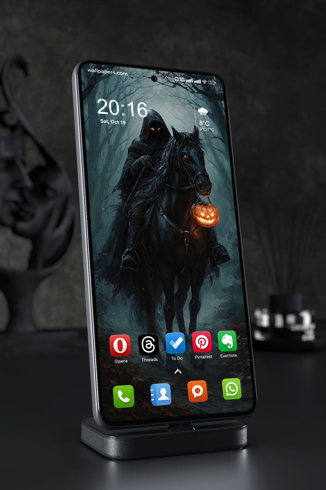 Mobile Wallpaper 6576 - Dark Headless Horseman Halloween Forest Art