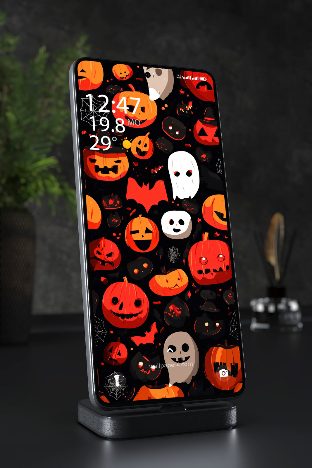 Phone Wallpaper 6585 - Cute Halloween Pumpkin Night Illustration