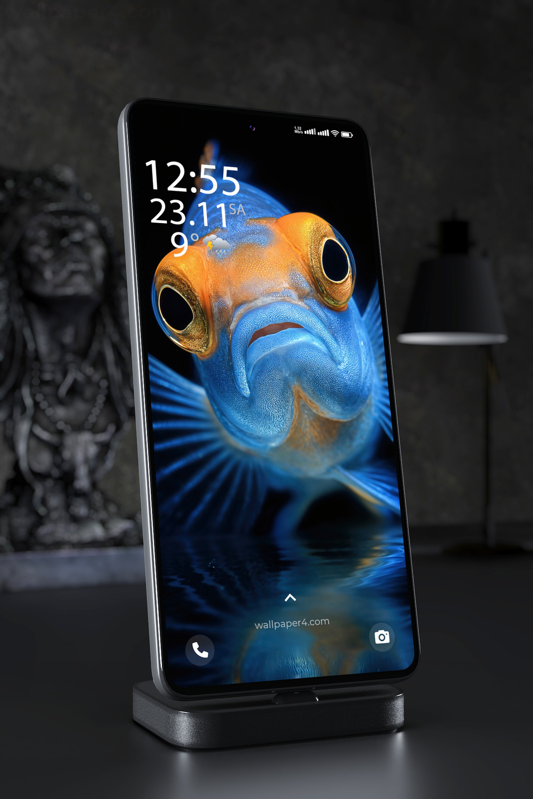 Phone Wallpaper 6594 - Blue Tropical Fish Close Up Portrait