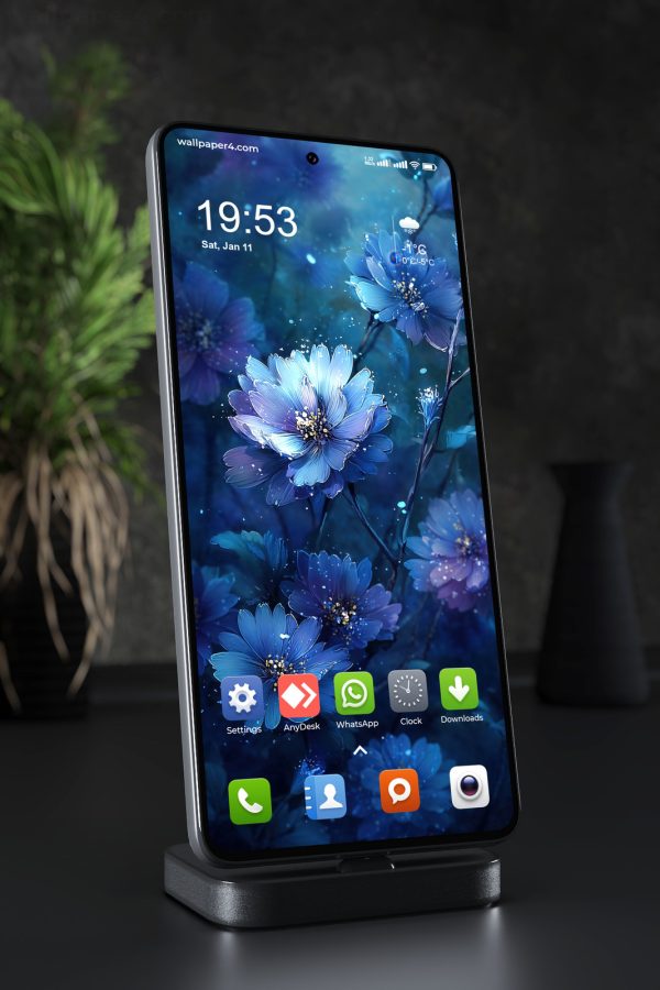 Phone Wallpaper 6599 - Blue Floral Fantasy Garden for Mobile Screens