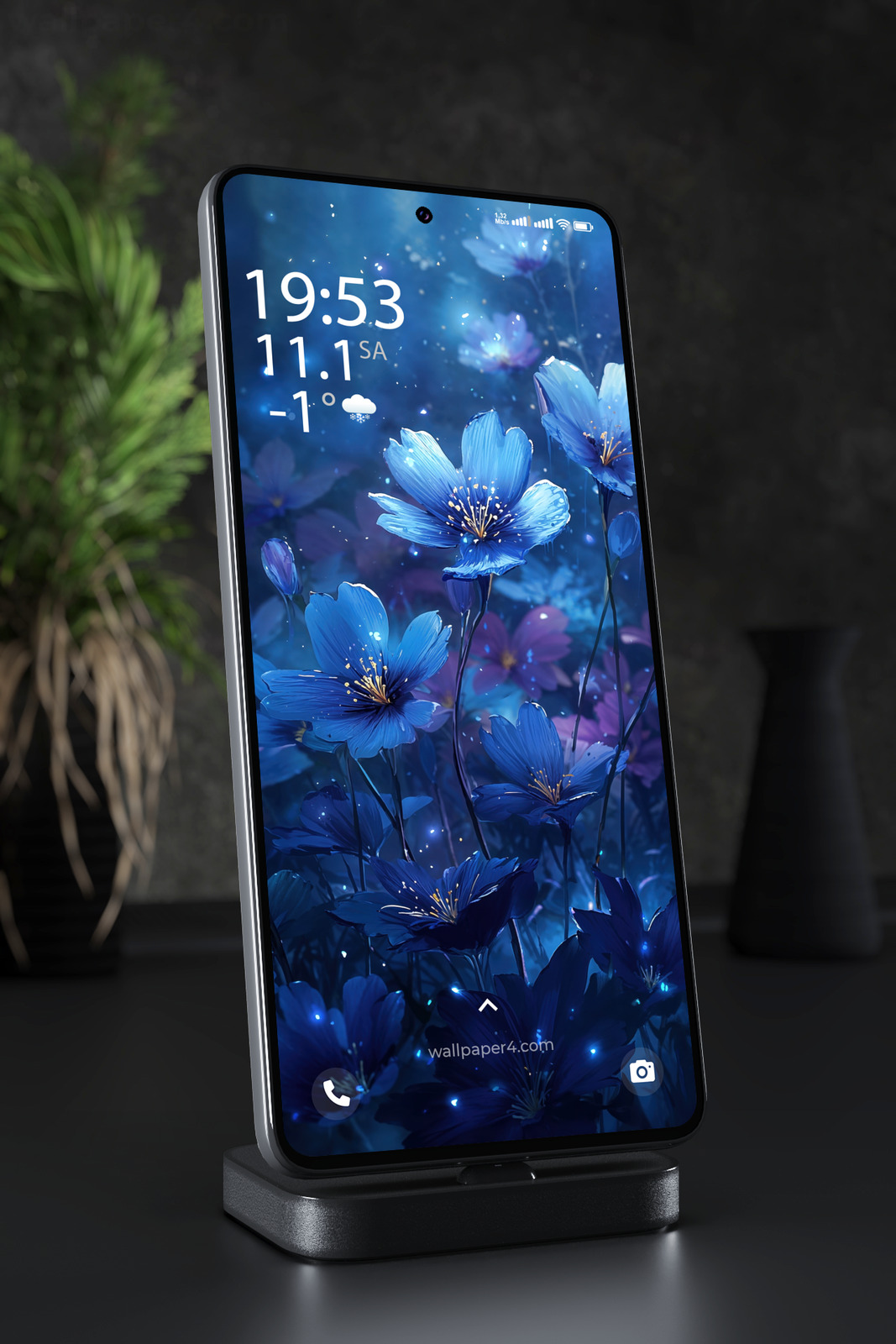 Mobile Wallpaper 6599 - Blue Floral Fantasy Garden for Mobile Screens