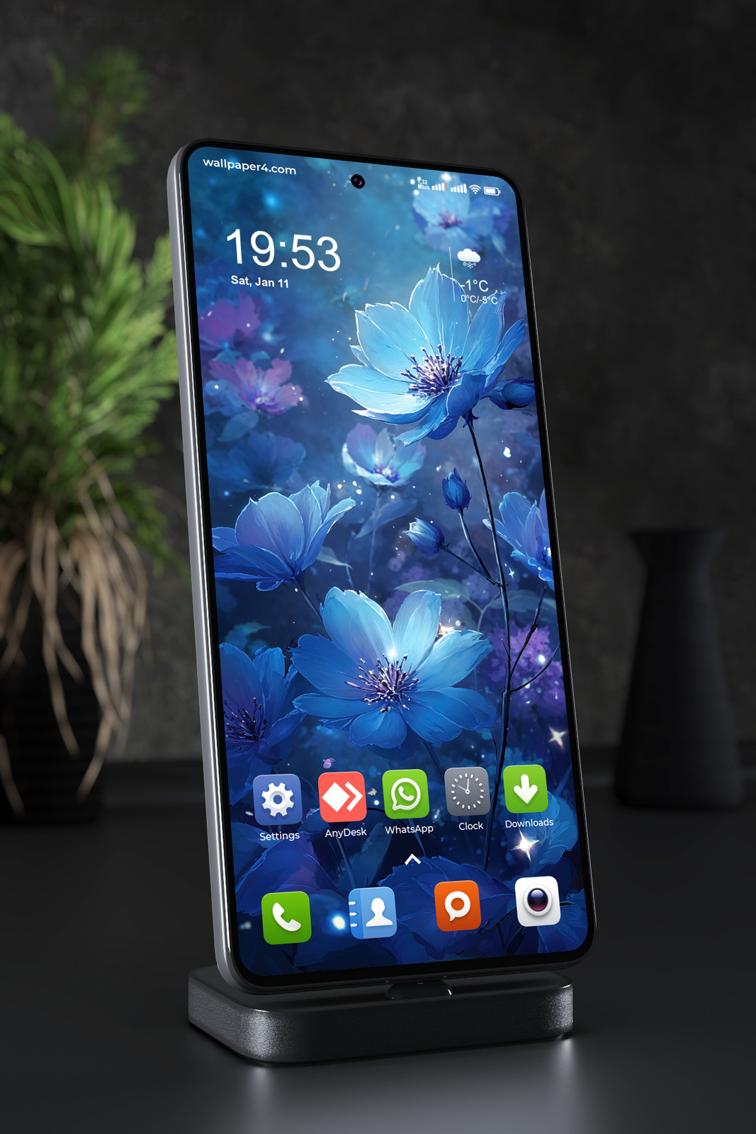 Mobile Wallpaper 6599 - Blue Floral Fantasy Garden for Mobile Screens