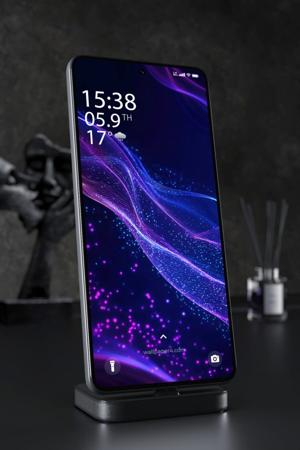 Phone Wallpaper 6604 - Abstract Blue Purple Digital Wave Background