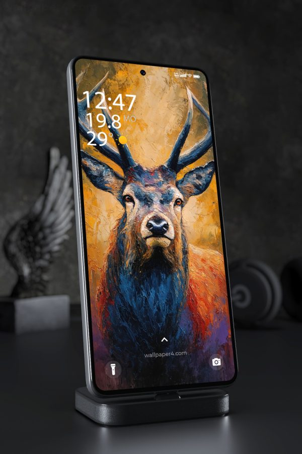 Mobile Wallpaper 6612 - Majestic Deer Portrait Oil Painting Art