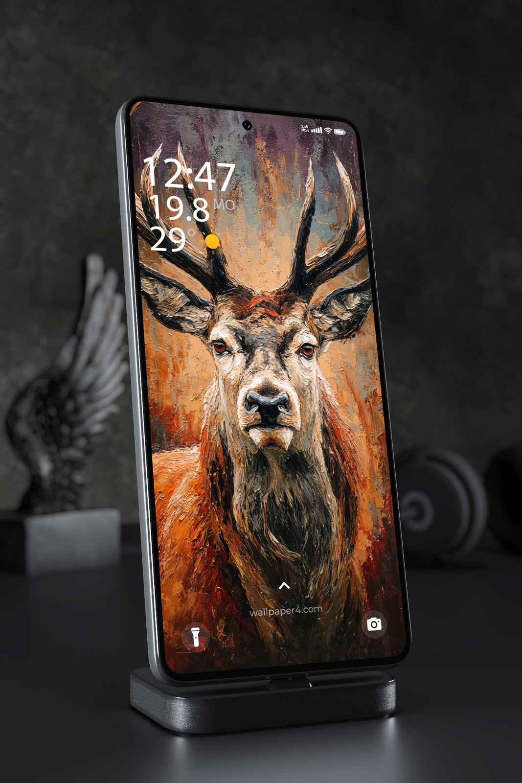 Mobile Wallpaper 6612 - Majestic Deer Portrait Oil Painting Art
