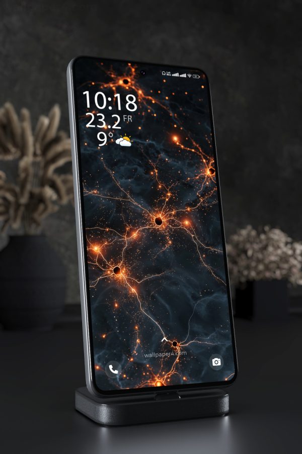 Phone Wallpaper 6670 - Neural Network Glow in Dark Space