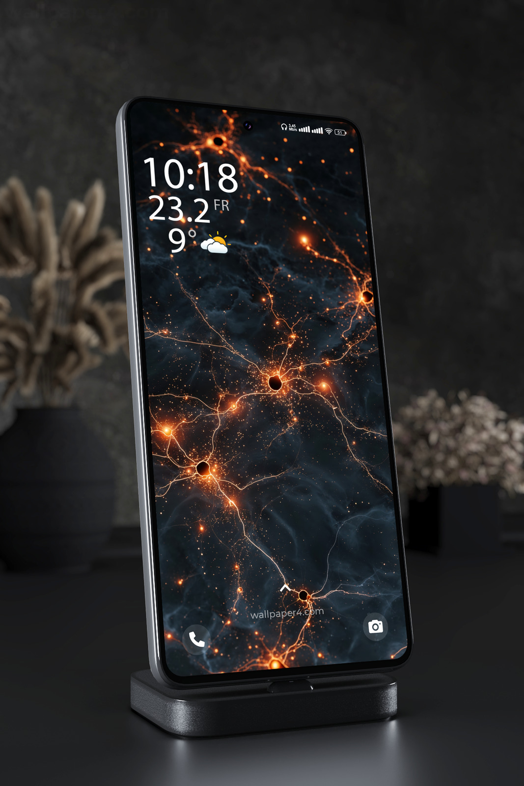 Phone Wallpaper 6670 - Neural Network Glow in Dark Space