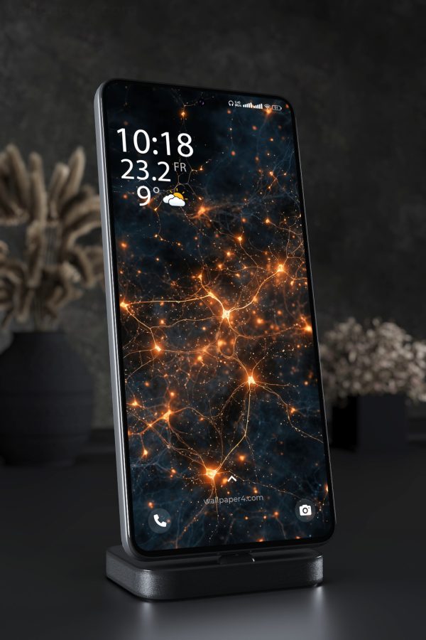 Mobile Wallpaper 6670 - Neural Network Glow in Dark Space