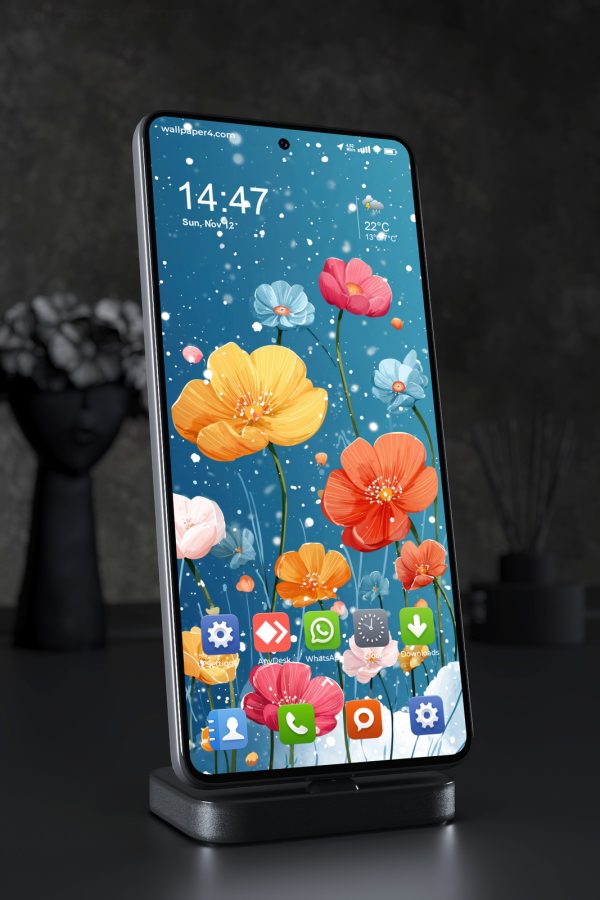 Mobile Wallpaper 6750 - Colorful Wildflowers Under Snowy Blue Sky