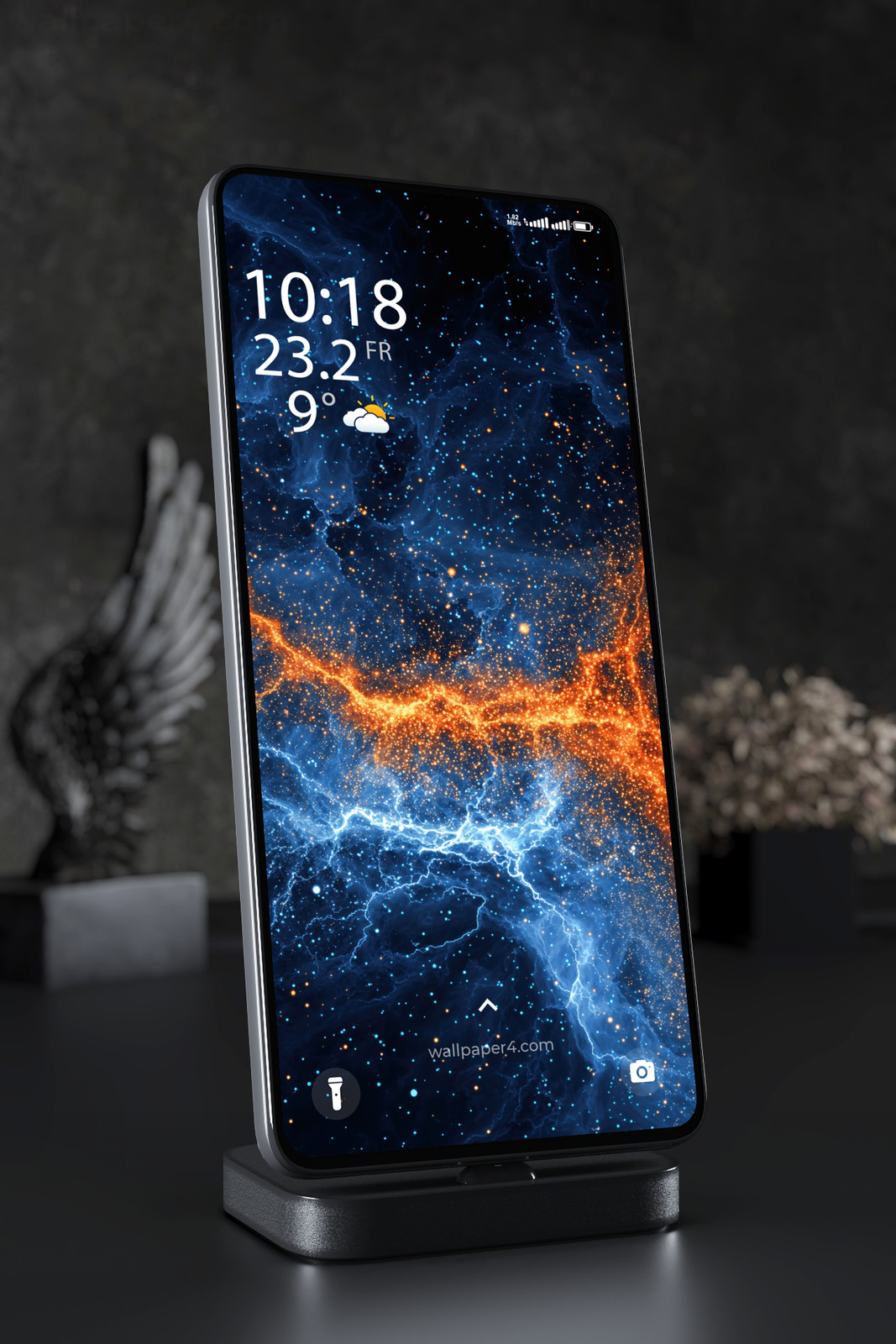 Phone Wallpaper 6755 - Cosmic Blue and Orange Nebula Space Art
