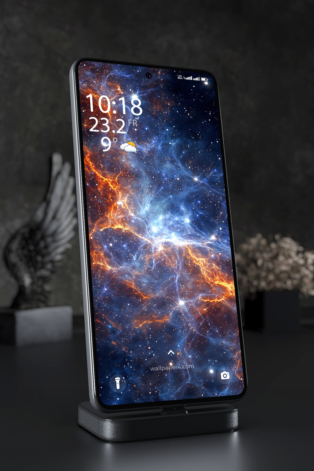 Mobile Wallpaper 6755 - Cosmic Blue and Orange Nebula Space Art