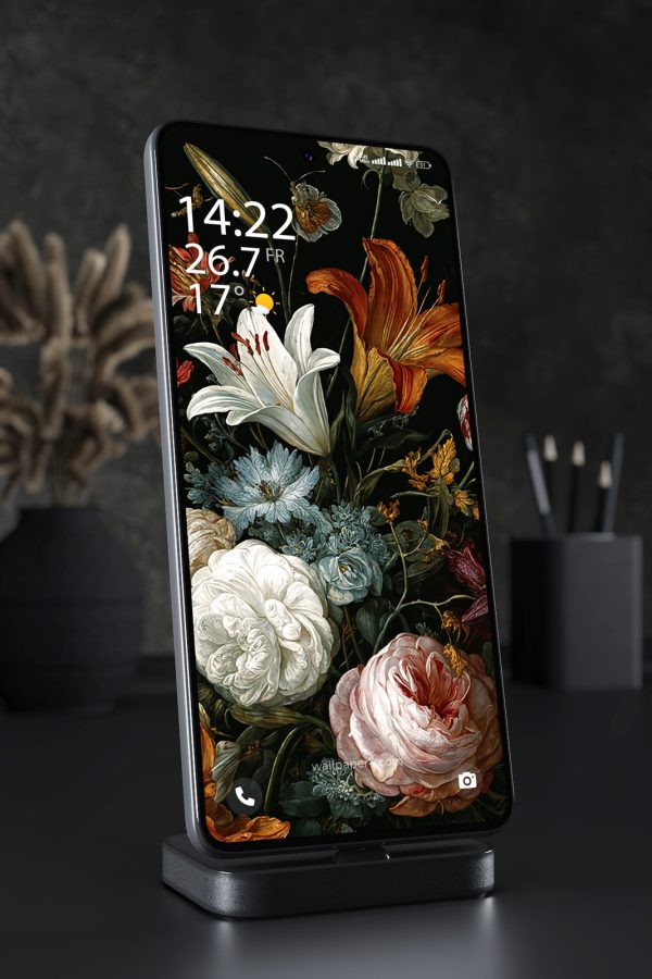 Mobile Wallpaper 6759 - Elegant Botanical Flowers on Dark Background