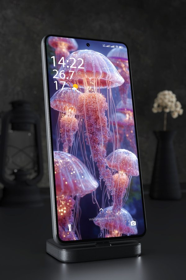 Phone Wallpaper 6845 - Glowing Jellyfish in Dreamy Ocean Light