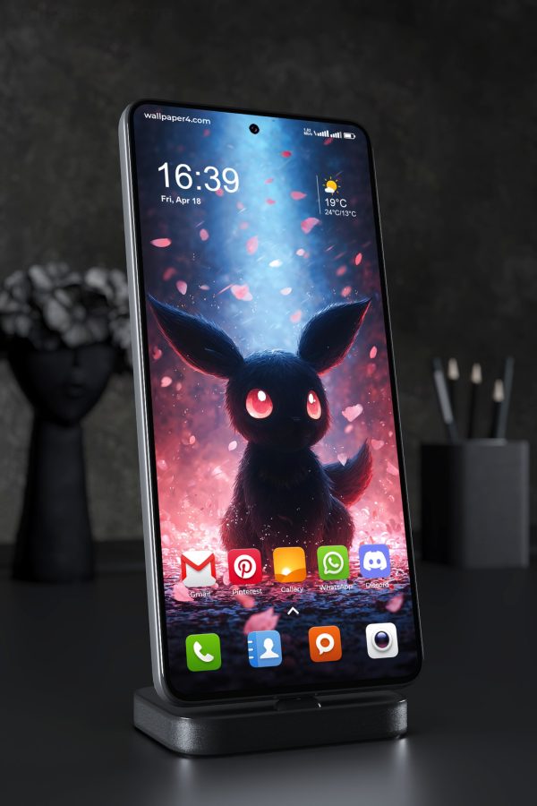 Phone Wallpaper 6863 - Dark Fantasy Bunny with Pink Blue Glow