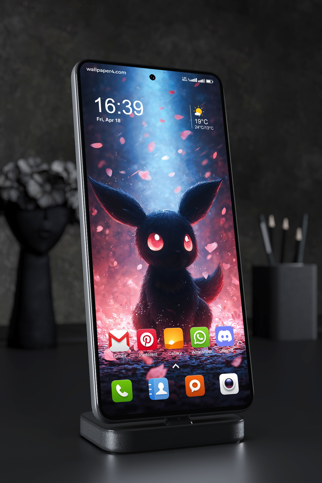 Phone Wallpaper 6863 - Dark Fantasy Bunny with Pink Blue Glow