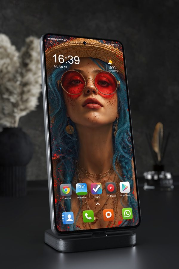 Mobile Wallpaper 6875 - Cyberpunk Woman With Red Glasses Portrait